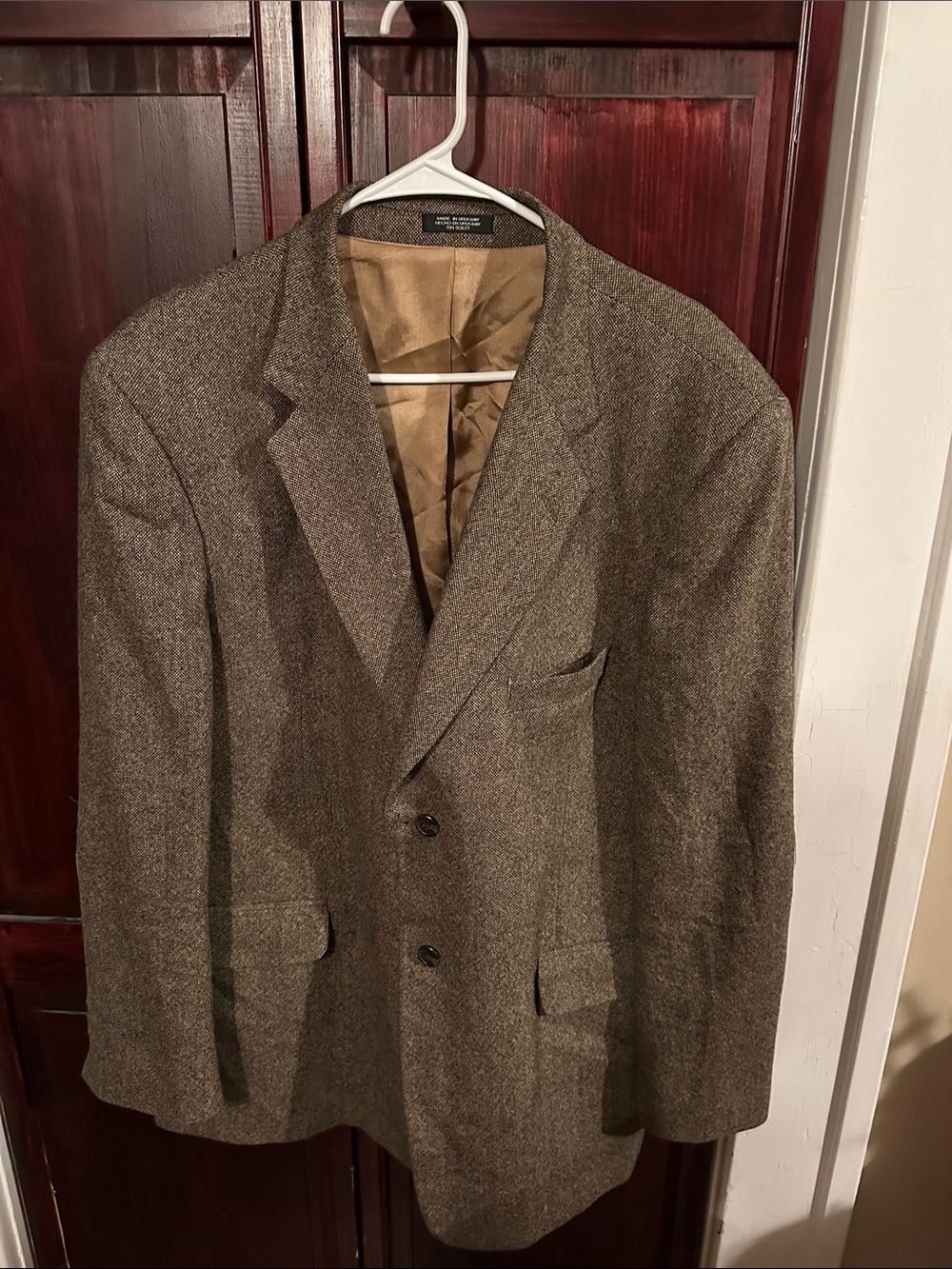 Vintage Stafford Men's Brown Tweed Wool Blazer w/ Suede Elbow Patches 46L